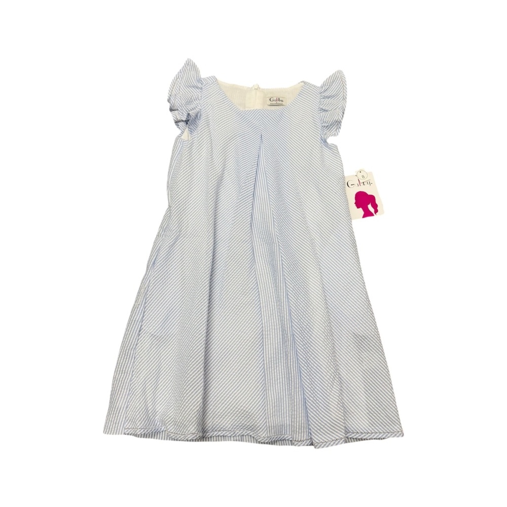Gabby. NWT Blue Seersucker Ruffle Sleeve Dress